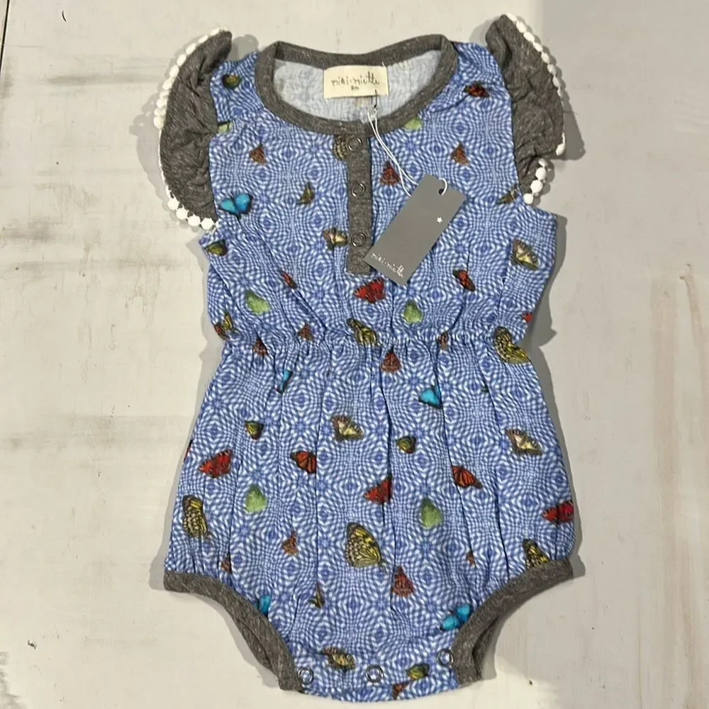 New Miki Miette Madhatter Butterfly Romper 6 mo